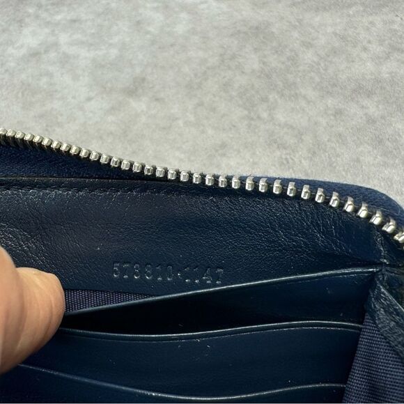 Gucci Marmont Torchon Diagonal Quilted Navy Leather Wallet - Picture 13 of 14